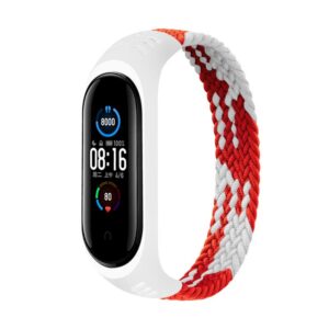  6 - Ремінець BeCover Elastic Nylon Style для Xiaomi Mi Smart Band 5/Mi Smart Band 6 Size M Red/White (706148)