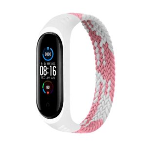  2 - Ремінець BeCover Elastic Nylon Style для Xiaomi Mi Smart Band 5/Mi Smart Band 6 Size L Pink/White (706164)