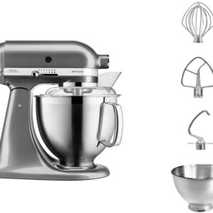  6 - Кухонна машина KitchenAid Artisan 4,8 л 5KSM185PSEMS з відкидним блоком срібний медальйон