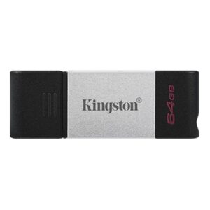  2 - Флеш накоплювач USB3.2 64GB Type-C Kingston DataTraveler 80 Grey/Black (DT80/64GB)