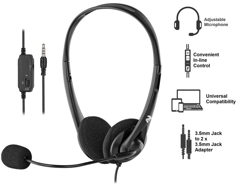  2 - Гарнітура для ПК 2E CH11, On-Ear, 3.5mm / 2*3.5mm