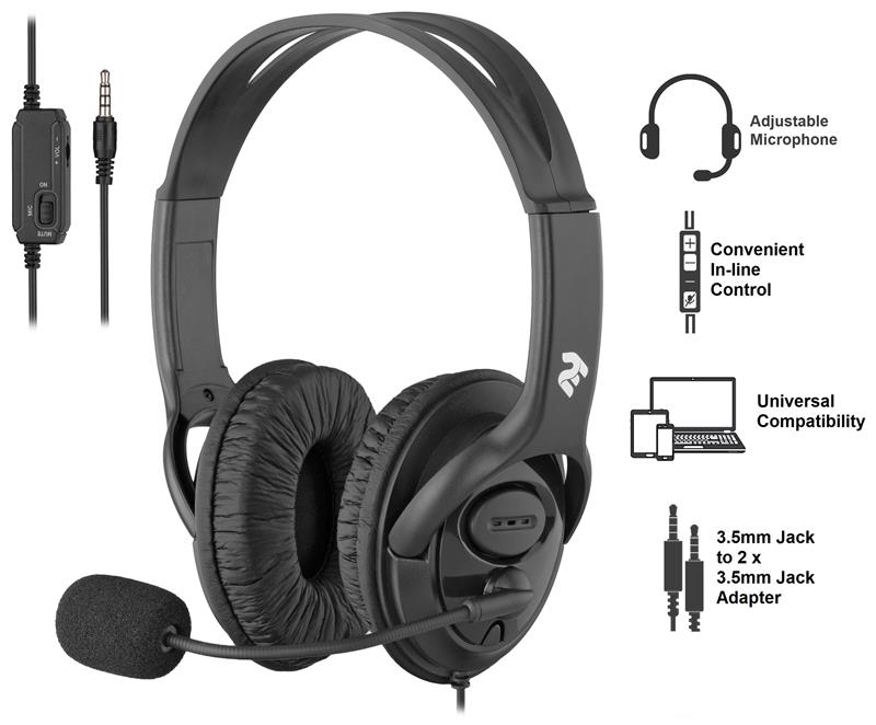  1 - Гарнітура для ПК 2E CH13, Over-Ear, 3.5mm / 2*3.5mm