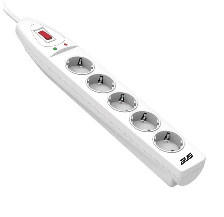  2 - Мережевий фільтр-подовжувач 2E 5хSchuko, 3 м (2E-SP515M3WH)