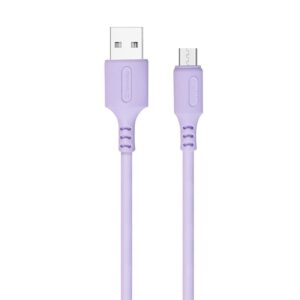  2 - Кабель ColorWay USB-microUSB, soft silicone, 2.4А, 1м, Purple (CW-CBUM044-PU)