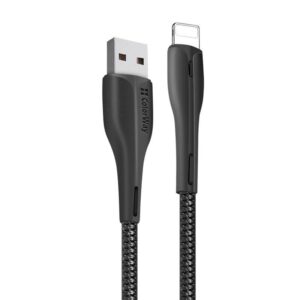  1 - Кабель ColorWay USB-Lightning, 2.4А, 1м, PVC + Led, Black (CW-CBUL034-BK)