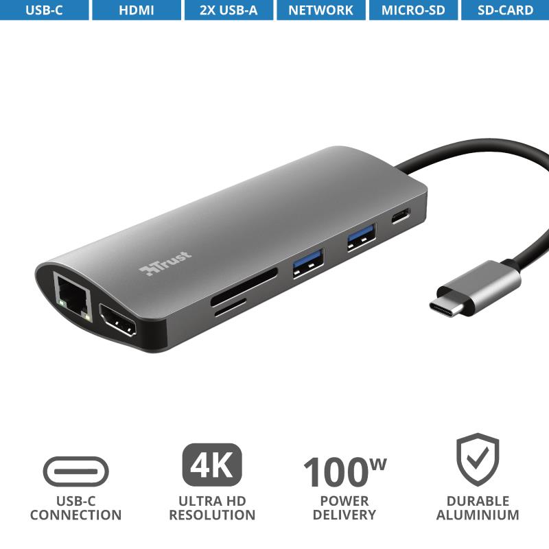  6 - Мультипортовий адаптер Trust Dalyx 7-in-1 USB-C Multiport Adapter (23775)