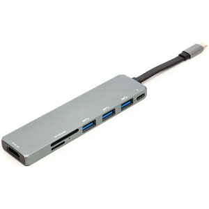  8 - Перехідник PowerPlant USB 3.1 Type-C - USB Hub, HDMI, Card Reader (SD, micro SD) CA912094