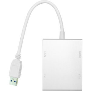  1 - Перехідник PowerPlant USB 3.0 - HDMI, DVI, VGA, RJ45 Gigabit Ethernet CA912087