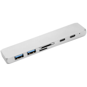  1 - Концентратор USB-C PowerPlant CA911684 USB-C-2хUSB3.0, HDMI, SD, microSD, 2хUSB-C