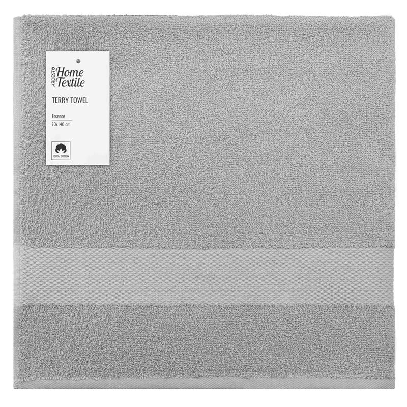  6 - Рушник махровий Ardesto Essence 70х140см, 100% бавовна, сірий ART2270GR