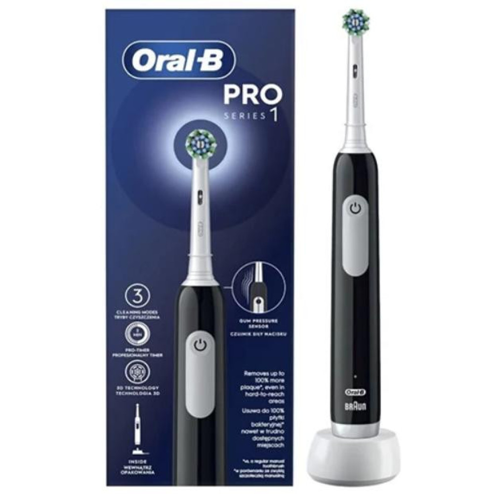  3 - Зубна щітка електрична Oral-B Braun Pro1 D305.513.3 Black