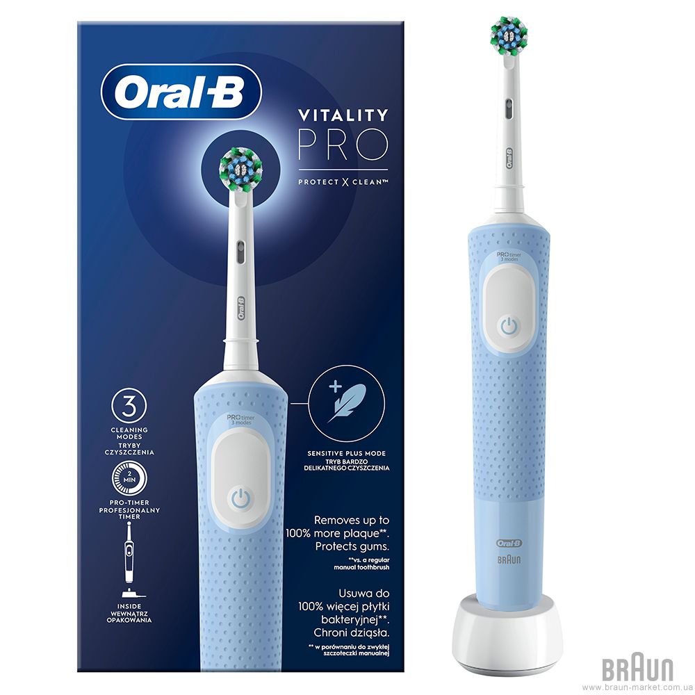  1 - Зубна щітка BRAUN Oral-B Vitality D103.413.3 PRO Protect X Clean Vapor Blue