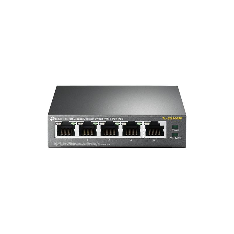  4 - Комутатор TP-LINK TL-SG1005P 5xGE/4xPoE 56W некерований