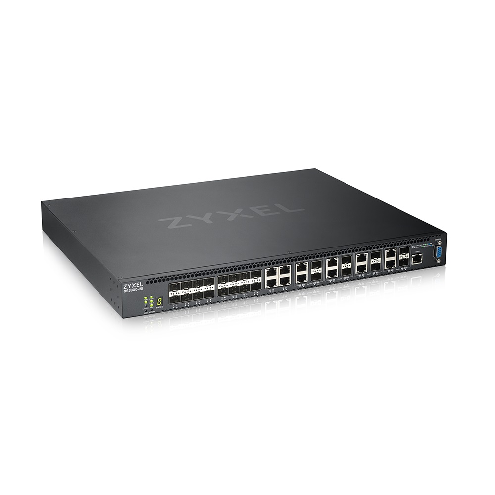  5 - Комутатор ZYXEL XS3800-28 (XS3800-28-ZZ0101F) (4x10GE, 8x10GE/SFP+, 16xSFP+, стекований (до 4), 2 источника питания AC, L3 Lite)