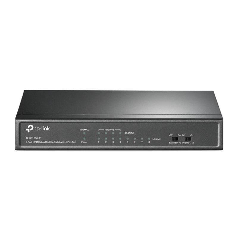  1 - Комутатор TP-Link TL-SF1008LP (4хFE, 4xFE PoE+, max PoE 41W)