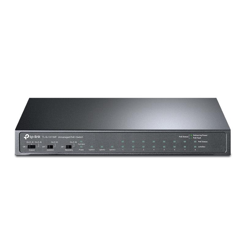  4 - Комутатор TP-LINK TL-SL1311MP 8x1FE/PoE+ 124W 2xGE 1xSFP