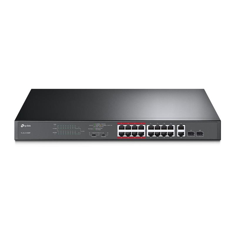  3 - Комутатор TP-LINK TL-SL1218MP 16x1FE/PoE+ 192W 2xGE 2xcomboGE/SFP 19" 1U