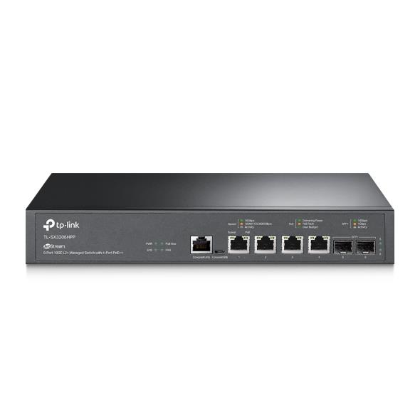  2 - Комутатор TP-LINK  TL-SX3206HPP 2xSFP+ (10GE) 4x10GE LAN console+microUSB  L2 JetStream 19" 1U