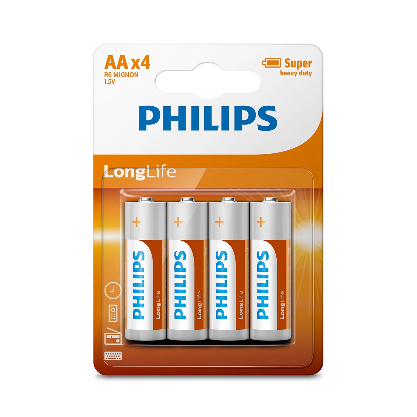  7 - Батарейка Philips AA bat Carbon-Zinc 4шт LongLife (R6L4B/10)