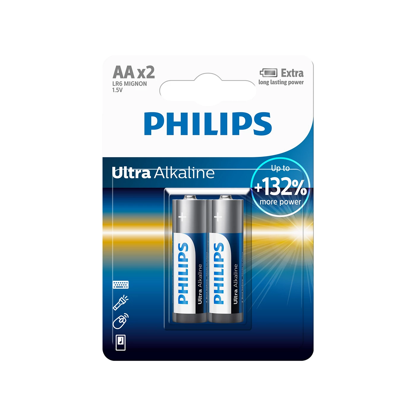  2 - Батарейка Philips AA bat Alkaline 2шт Ultra Alkaline (LR6E2B/10)