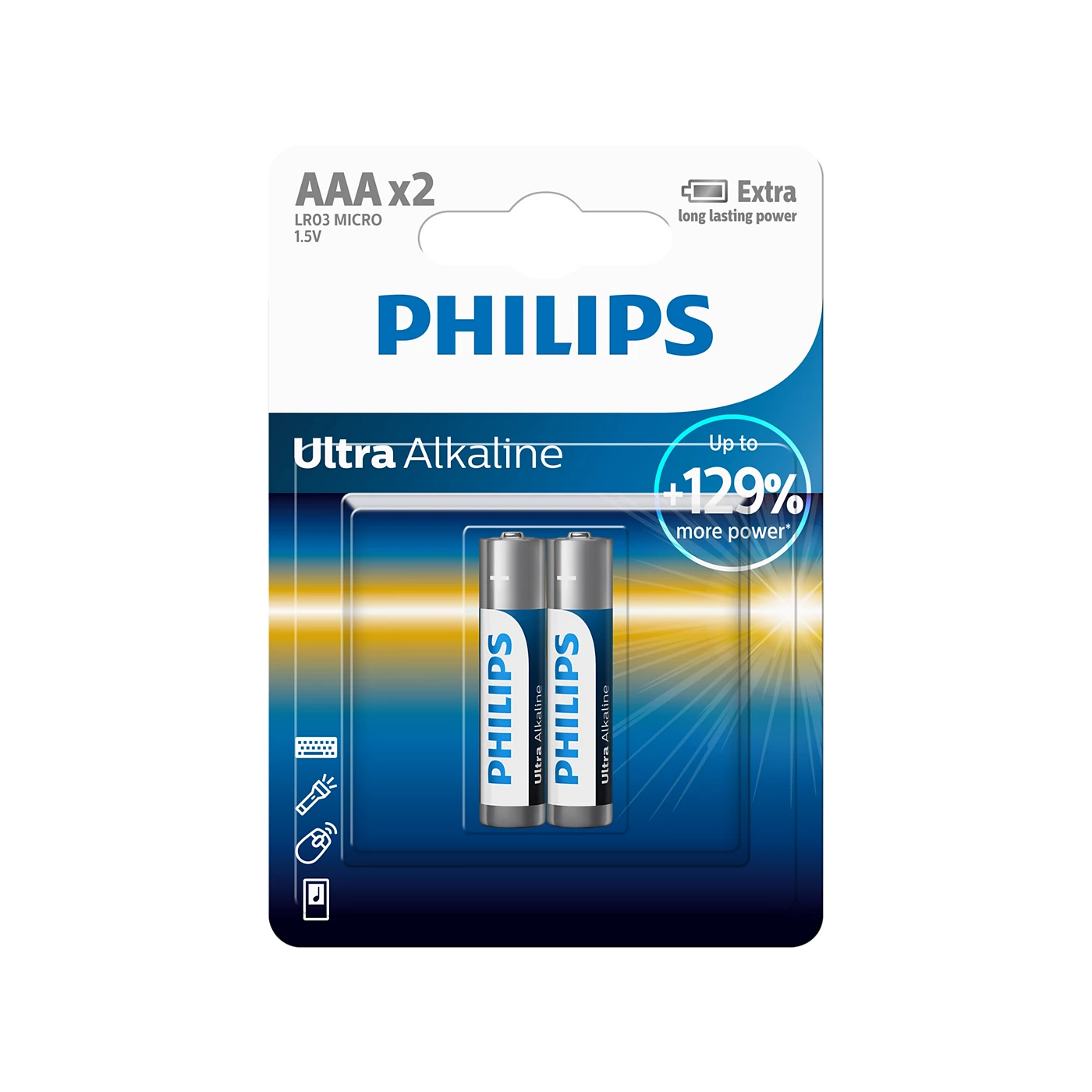  2 - Батарейка Philips AAA bat Alkaline 2шт Ultra Alkaline (LR03E2B/10)