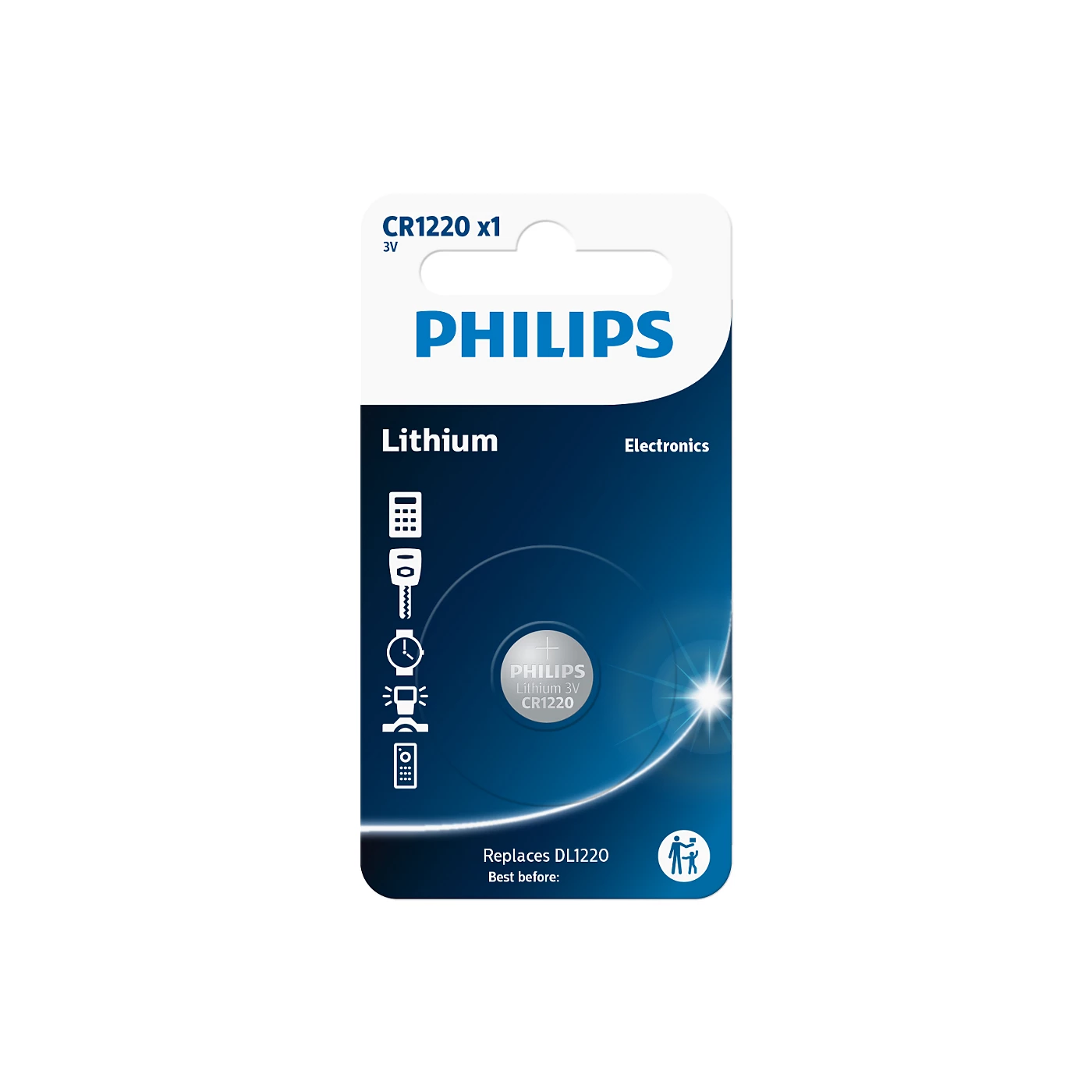  4 - Батарейка Philips CR-1220 bat(3B) Lithium 1шт (CR1220/00B)