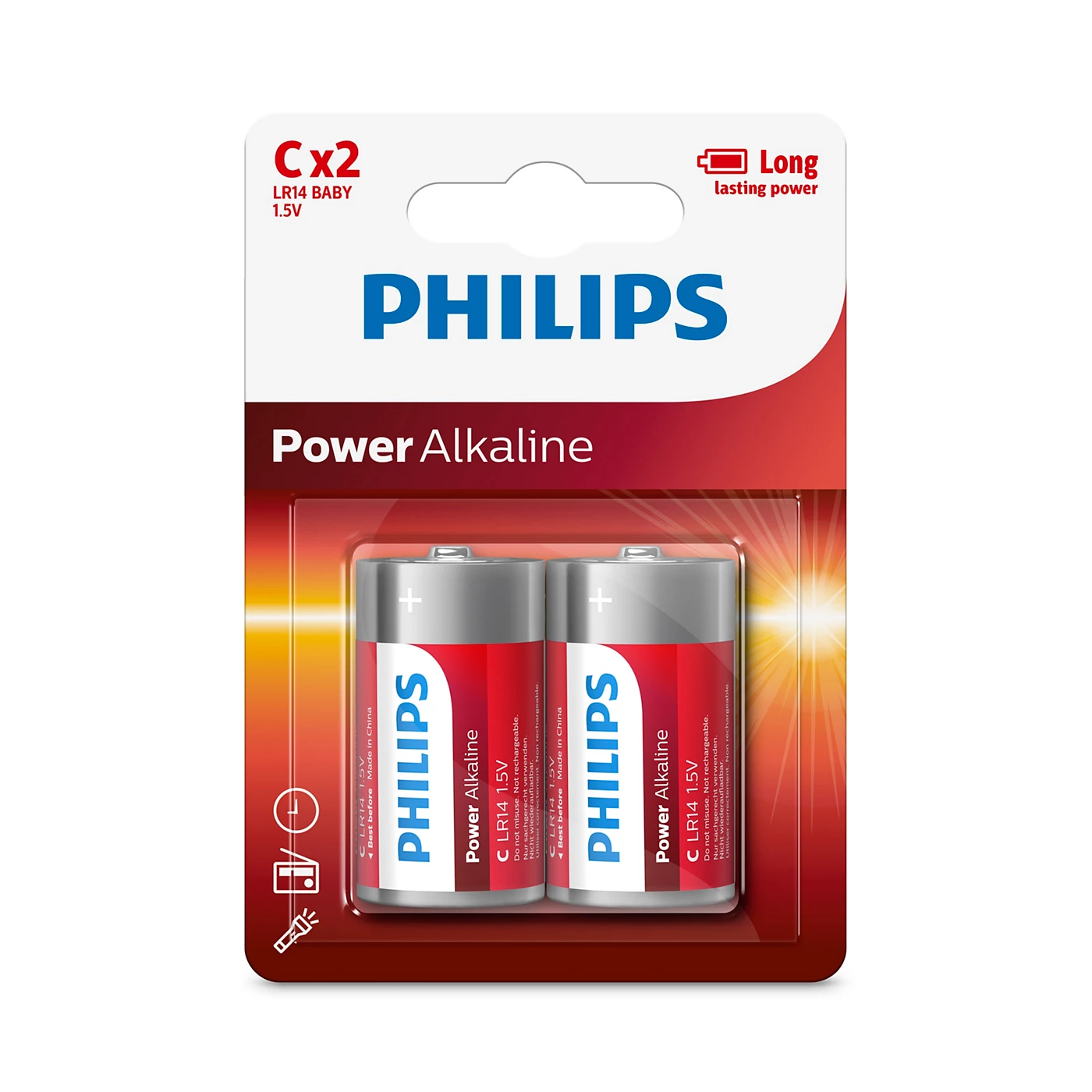  2 - Батарейка Philips C bat Alkaline 2шт PowerLife (LR14P2B/97)