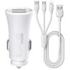 Автомобільний зарядний пристрій Remax (2xUSB, 2.4A) White (6954851288206) + кабель Lightning/microUSB/Type-C