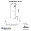 Витяжка декоративна похила Minola HVS 6744 WH 1100 LED