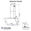 Витяжка декоративна похила Minola HDN 6232 WH/INOX 700 LED