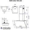 Витяжка декоративна похила Minola HDN 5202 WH/INOX 700 LED