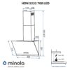 Витяжка декоративна похила Minola HDN 5232 BL/INOX 700 LED