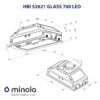 Витяжка повно вбудована Minola HBI 52621 WH GLASS 700 LED