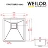 Мийка кухонна нержавіюча сталь WEILOR ERNST WRD 4545