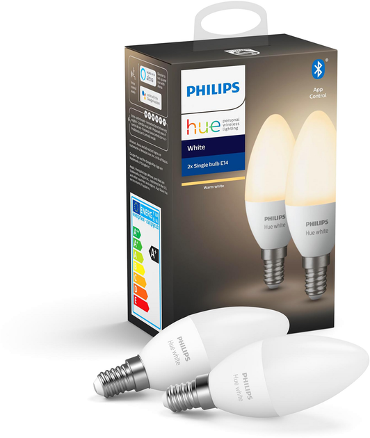  1 - Світлодіодна лампа LED Philips LED Hue E14 5.5W(40W) 2700K Bluetooth Dim набор 2 шт (929002039904)