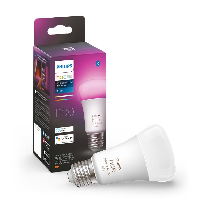  7 - Лампа розумна Philips Hue E27, 11W(60Вт), 2000K-6500K, RGB, ZigBee, Bluetooth, димування 929002468801