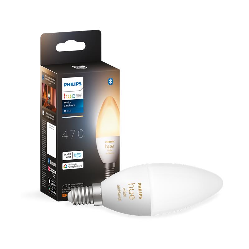  6 - Лампа розумна Philips Hue E14, 5.2W(40Вт), 2200K-6500K, Tunable white, ZigBee, Bluetooth, димування 929002294403