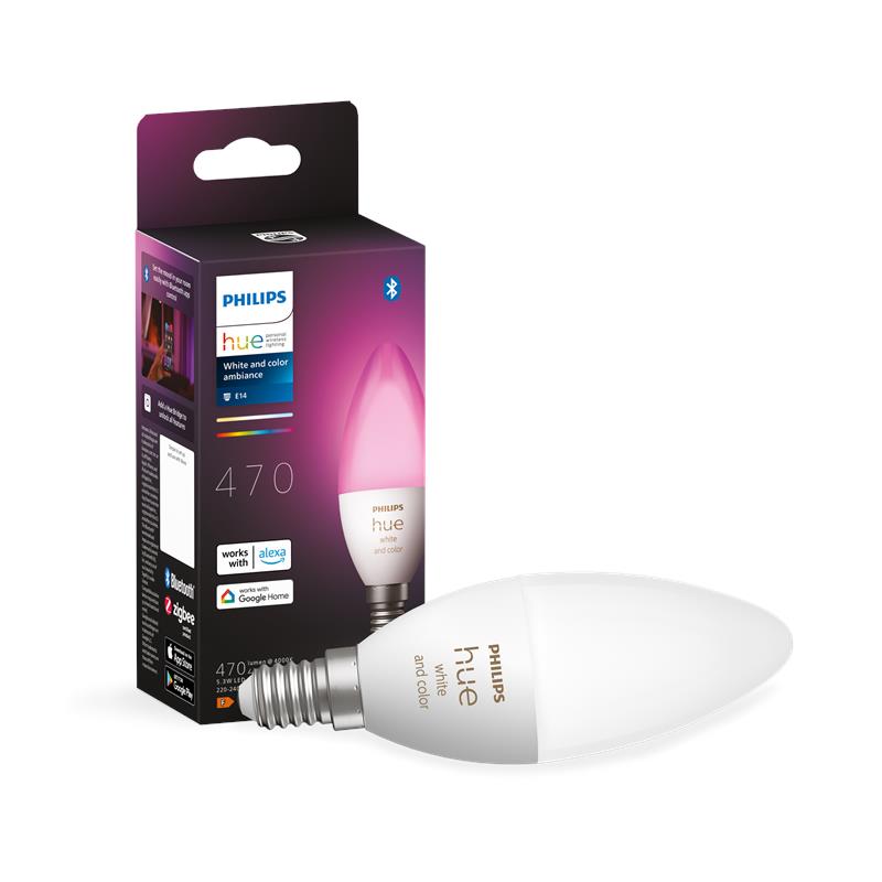  5 - Лампа розумна Philips Hue E14, 5.3W(40Вт), 2000K-6500K, RGB, ZigBee, Bluetooth, димування 929002294204