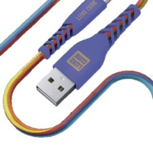  1 - Кабель Luxe Cube Kevlar USB-USB Type-C, 1.2м, Rainbow (4826896894365)