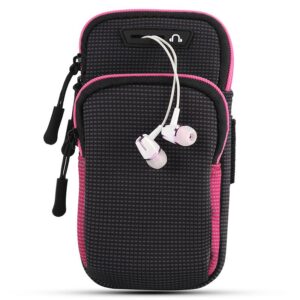  2 - Спортивний чохол на руку BeCover BC0011 6.5" Black/Pink (705345) + органайзер для навушників